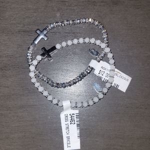 SET OF 2 NWT Stretch Sparkly Cross Bracelets